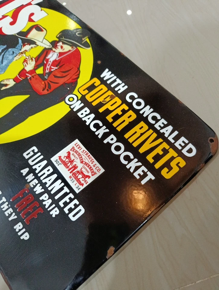 Vintage Levi's advertising sign steel plate not porcelain 1950's era - Image 4 of 4