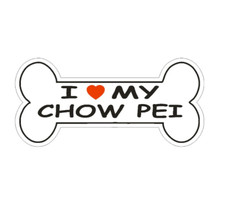 4" love my chow pei dog bone bumper sticker decal usa made