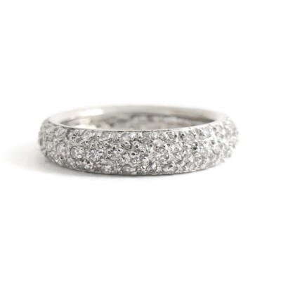 Round Pave Diamond Eternity Wedding Band Ring 14K White Gold, 2.88 ...