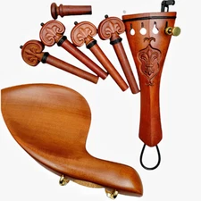 Carved wood Violin Accessories Parts Violin Tailpiece+Chinrest+Pegs+endpin 4/4
