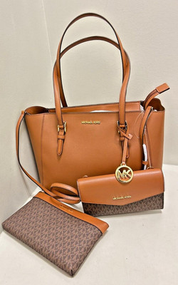 Michael Kors Charlotte Women Large 3-in-1 Tote Crossbody Handbag 