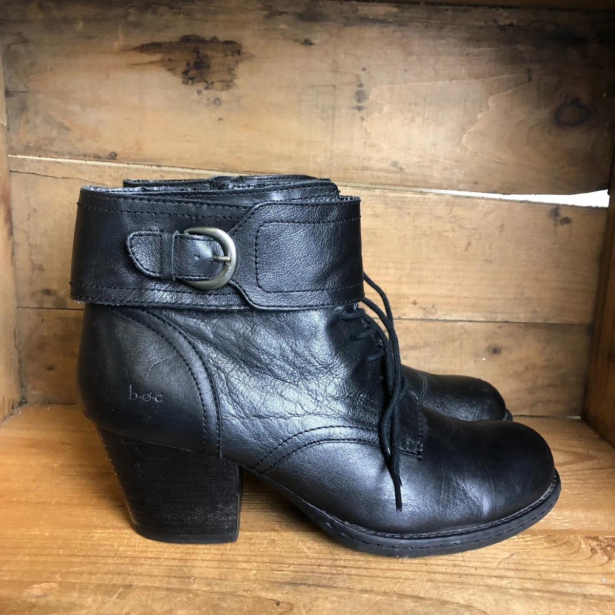 Born Concept BOC Ankle Boots Women s 9.5 M Black Leather Victorian