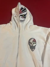 Bleach Ichigo Kurosaki Half Face White Hollow Mask Zip Hoodie NEW
