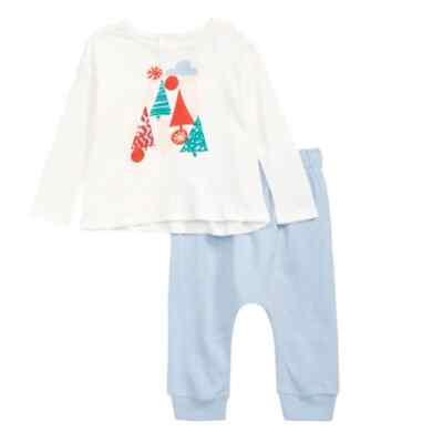 Open Edit Graphic Ivory Cloud Tree Stack Tee & Joggers NWT Size 12 months