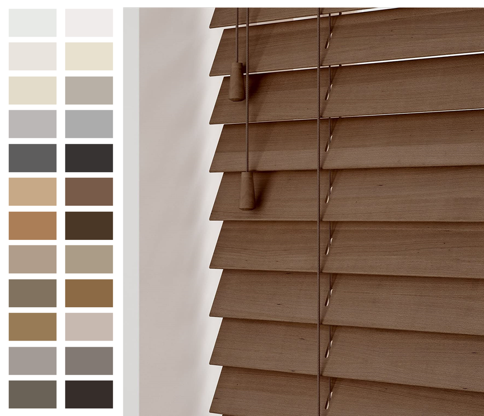 NewEdgeBlinds Real Wood String Venetian Blinds Smooth Slats 50mm Made ...