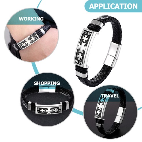Stainless Steel Bracelet Mens Adjustable Bracelets for Man Beaded - Picture 7 of 11
