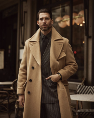Camel Men's Long Jacket Overcoat Double Breasted Wool Camel Men's Long Jacket Overcoat Double Breasted Wool
