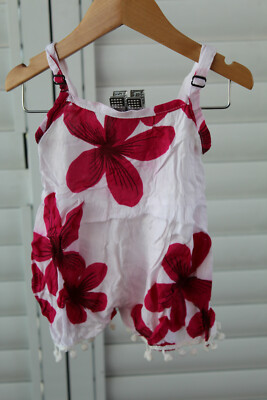   SIZE 0 MICO WHITE PINK FLORAL SHIRRED SINGLET CAMISOLE 12 MONTHS BABY GIRL