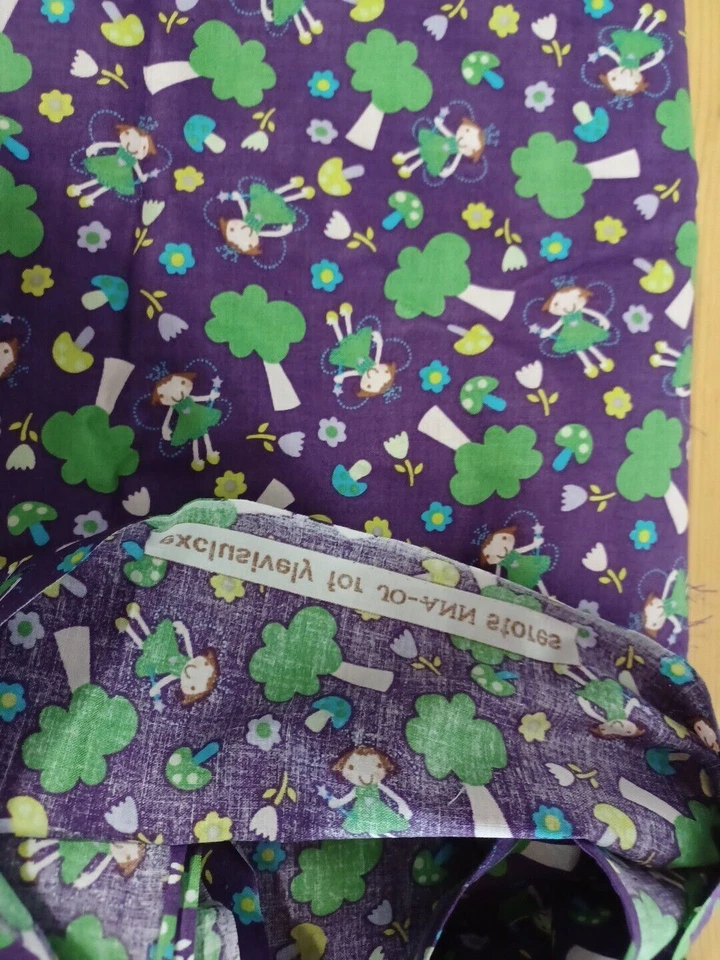 Fairy Happy Girl Joann Trees Purple Cotton Fabric 1 Pc 35"x42" Retired - Image 4 of 4