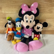 Disney Mickey Minnie Donald Duck Goofy Plush Stuffed Animal Lot of 4