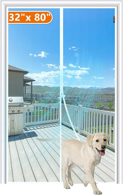 MAGZO Magnetic Screen Door Fit Door Size 32 X 80 Inch, Screen Size 34'' X 81'' Str