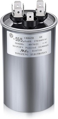 CBB65 55 5 MFD uF 370 440V Dual Run Round Capacitor AC Moto Style: 55/5 Mfd Uf