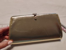 Pretty Shiny Gold Clutch Purse With Rhinestone Clasp Opener And Gold Chain B2
