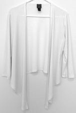Clara Sun Woo Top Women's M White Drape Front Cardigan Cover-Up USA Made Classic