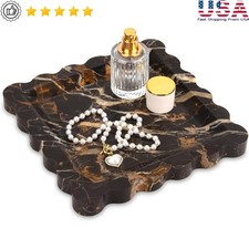 Natural Marble Tray Elegant Storage Home Organizer Bathroom Kitchen D cor 8x8 US