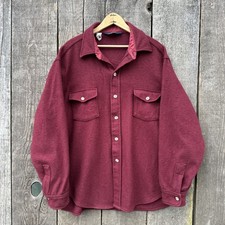 Vintage 80s Woolrich Burgundy Wool Blend Shirt Jacket XL