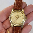 G37 AWESOME 1958 MENS 14k SOLID GOLD SS OMEGA SEAMASTER AUTOMATIC 2846 2828!