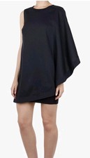 Ted Baker Bolty Little Black Asymmetric Drape Tunic Zipper Dress SZ 3- US SZ 8