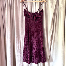Windsor Burnout Velvet Lace-Up Thin Strap Dress Burgundy Y2K Size M/L