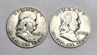 Lot of 2 90% Silver 1951D & 1952D Franklin Half Dollar Coin