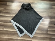 Ann Taylor Women Dark Gray LT Gray Colorblock Turtleneck Poncho XS/S Minimalist