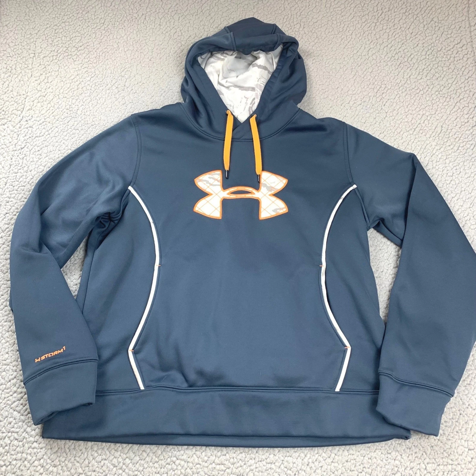 Under Armour Hoodie Mens XL Blue ColdGear Storm1 Loose Fit Pullover Sweatshirt