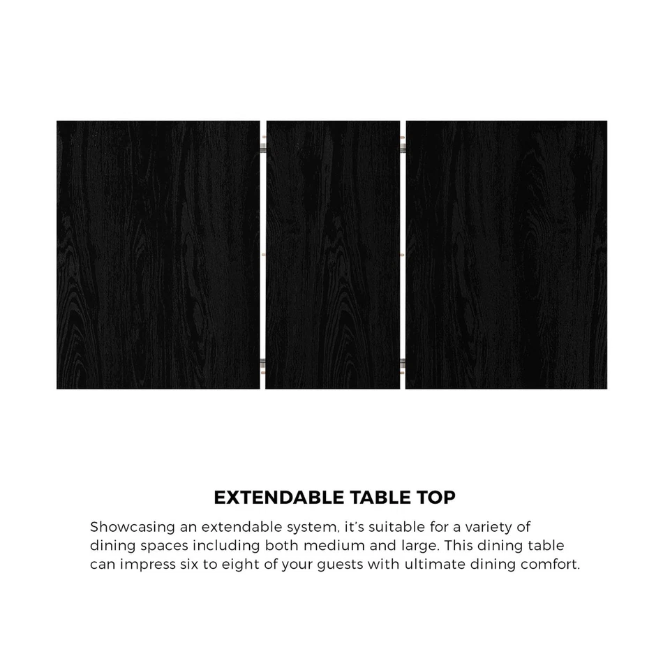 Oikiture 160cm Extendable Dining Table with 4PCS Dining Chairs PU Leather Black - image 3 of 4