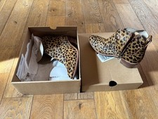 UGG Kingsburg Leopard Calf Hair Ankle Boots UK 5.5 EU 38.5 Western Block Heel VG