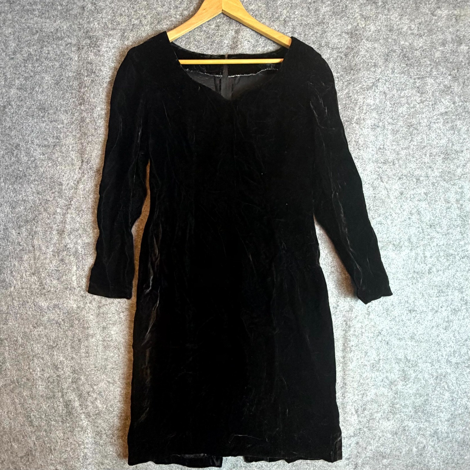 Vintage Womens Black Velvet Dress Small Goth Dark Fairy Witchy 90s Noir
