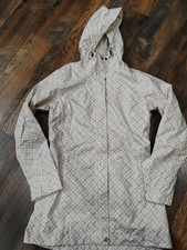 Women  s Columbia Windbreaker Long White/Tan Design Jacket Size Small