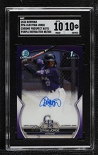 2023 Bowman Chrome Prospect Purple Refractor Dyan Jorge SGC 10 GEM Auto 13c1