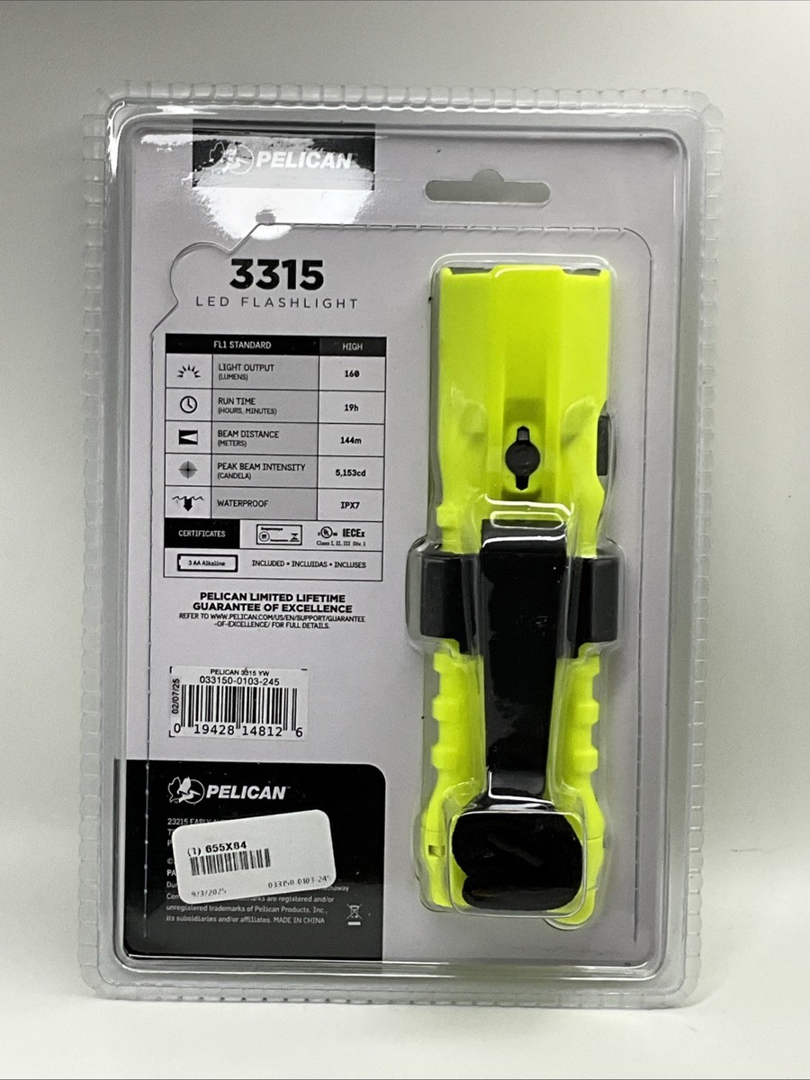 PELICAN 3315 LED Waterproof Flashlight 19-hour Neon Yellow ‎033150