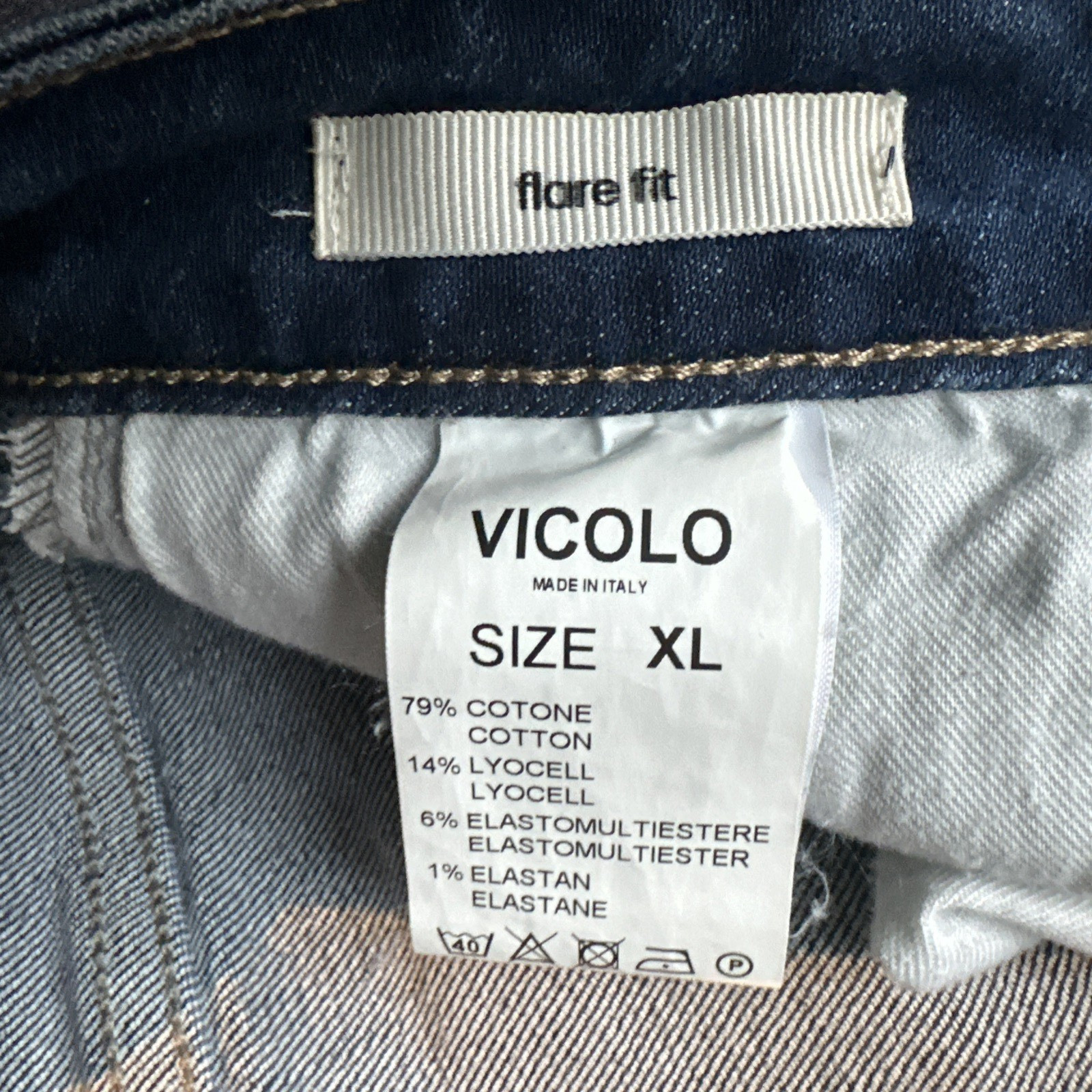 Vicolo Italy Flare Fit Bootcut Blue Denim Jeans W 31" L 38" High Rise 8" Size XL image 3