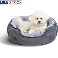 Calming Pet Bed Soft Plush Washable Non-Slip Durable Supportive Bolster Style US
