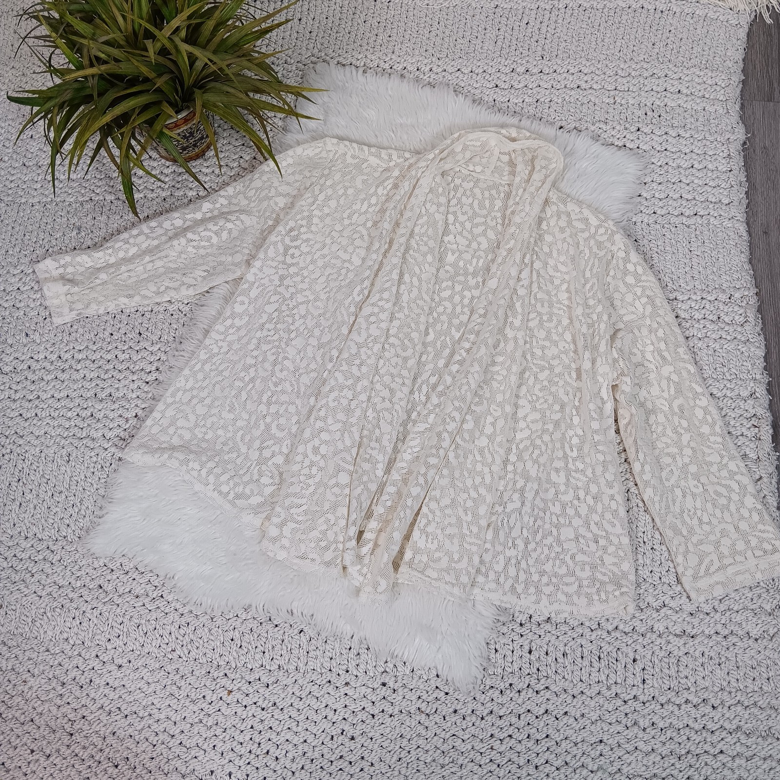 Ruby Rd. Cream Lace Lightweight Open Cardigan - image 6