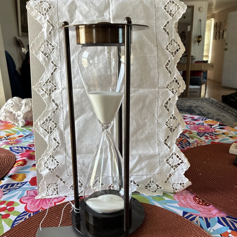 Vintage Large bronze Hourglass Sand Time Round Base 12"