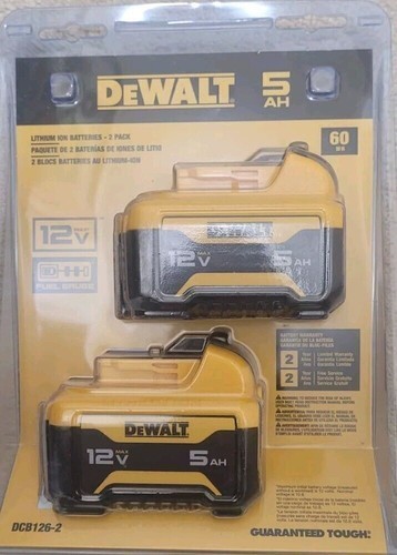 2 Pack DEWALT DCB126 12V MAX 5.0Ah Lithium-Ion Battery NEW IN BOX Tool Batteries
