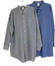 Brooks Brothers 19 35 Madison Button Down Dress Shirt Non Iron Solid Stripe Blue