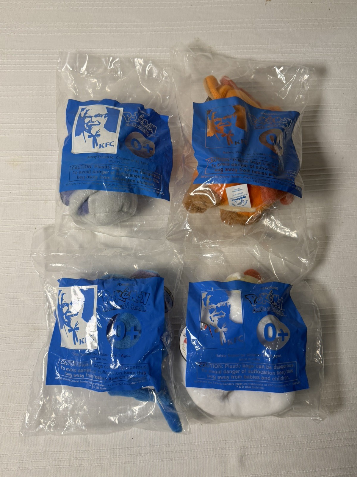 Vintage KFC Pokemon Plush Toys Set of 4 Sealed in Original Packaging 1998