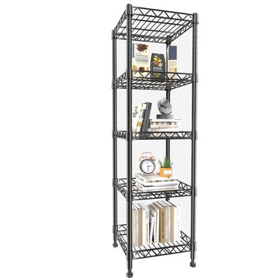5 Tier Standing Shelving Metal Units, Adjustable Height Wire Shelf Display Ra...