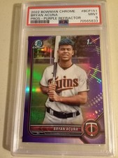 2022 Bowman Chrome Bryan Acuna#69/250 PURPLE REFRACTOR #BCP151 Graded PSA 9 Mint