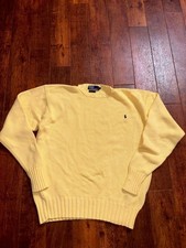 Vintage Polo Ralph Lauren Cotton Yellow Knit Crewneck Sweater Men's XL