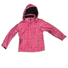Killtec Pink Plaid Ski Jacket Hooded Waterproof Breathable Kids Size 10