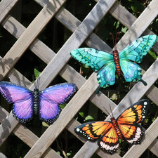 Set of 3 Butterflies Wall Art Metal Butterfly Garden Ornament Gift Outdoor Decor