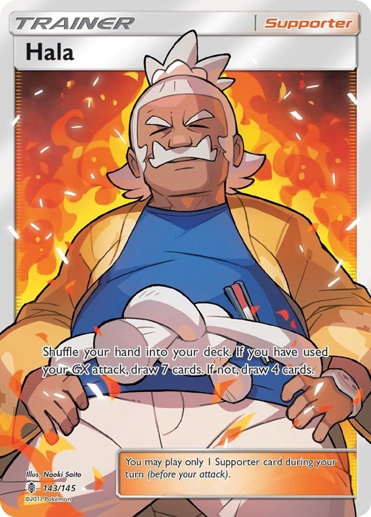 Hala - 143/145 - Pokemon Guardians Rising Sun & Moon Full Art Ultra Rare Card NM