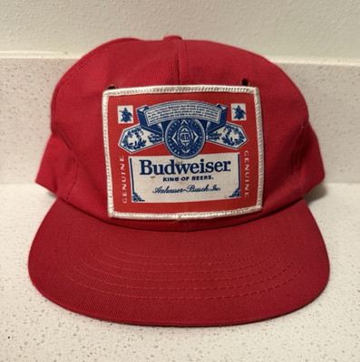 Vintage Budweiser King of Beers Snapback Hat Made USA Red Beer Advertising Cap