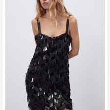 ZARA Droplet Sequin Mini Dress Size X-Small NWT