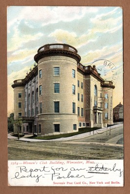 Womens Club Building Worcester Massachusetts 1907 UDB Postcard