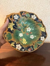 Antique William Brownfield  Majolica Strawberry Grape Compote Bowl Plate 1880’s