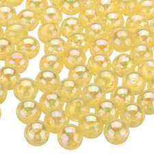 200pcs Acrylic Round Beads AB Colors 10mm Loose Craft Beads Light Yellow AB